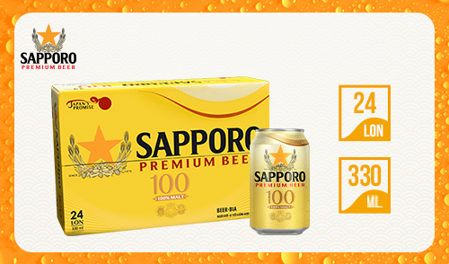 [MỚI] SAPPORO PREMIUM BEER 100 - 3.5% Độ cồn