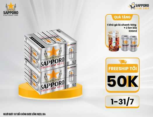 Combo 02 thùng Sapporo Premium 12 lon 500ml