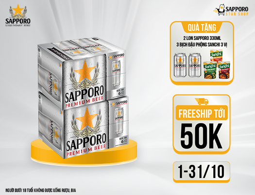 Combo 02 thùng Sapporo Premium 6 lon 650ml