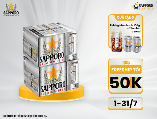 Combo 02 thùng Sapporo Premium 6 lon 650ml