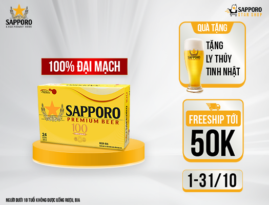 [MỚI] BIA SAPPORO PREMIUM BEER 100 - 3.5% Độ cồn