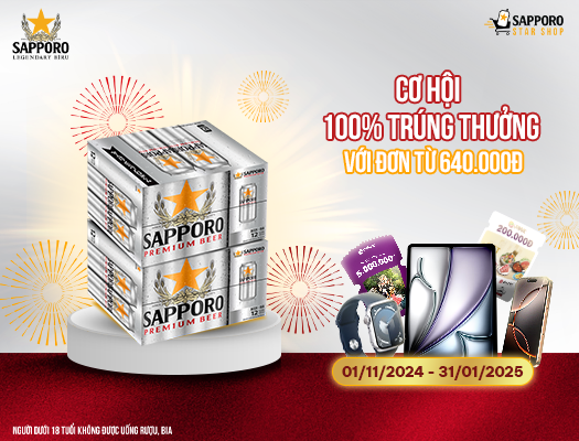 Combo 02 thùng Sapporo Premium 12 lon 500ml