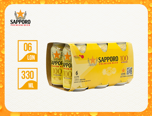 [Quà tặng thành viên Star Guide] Lốc 6 lon Sapporo Premium Beer 100 - 330ml